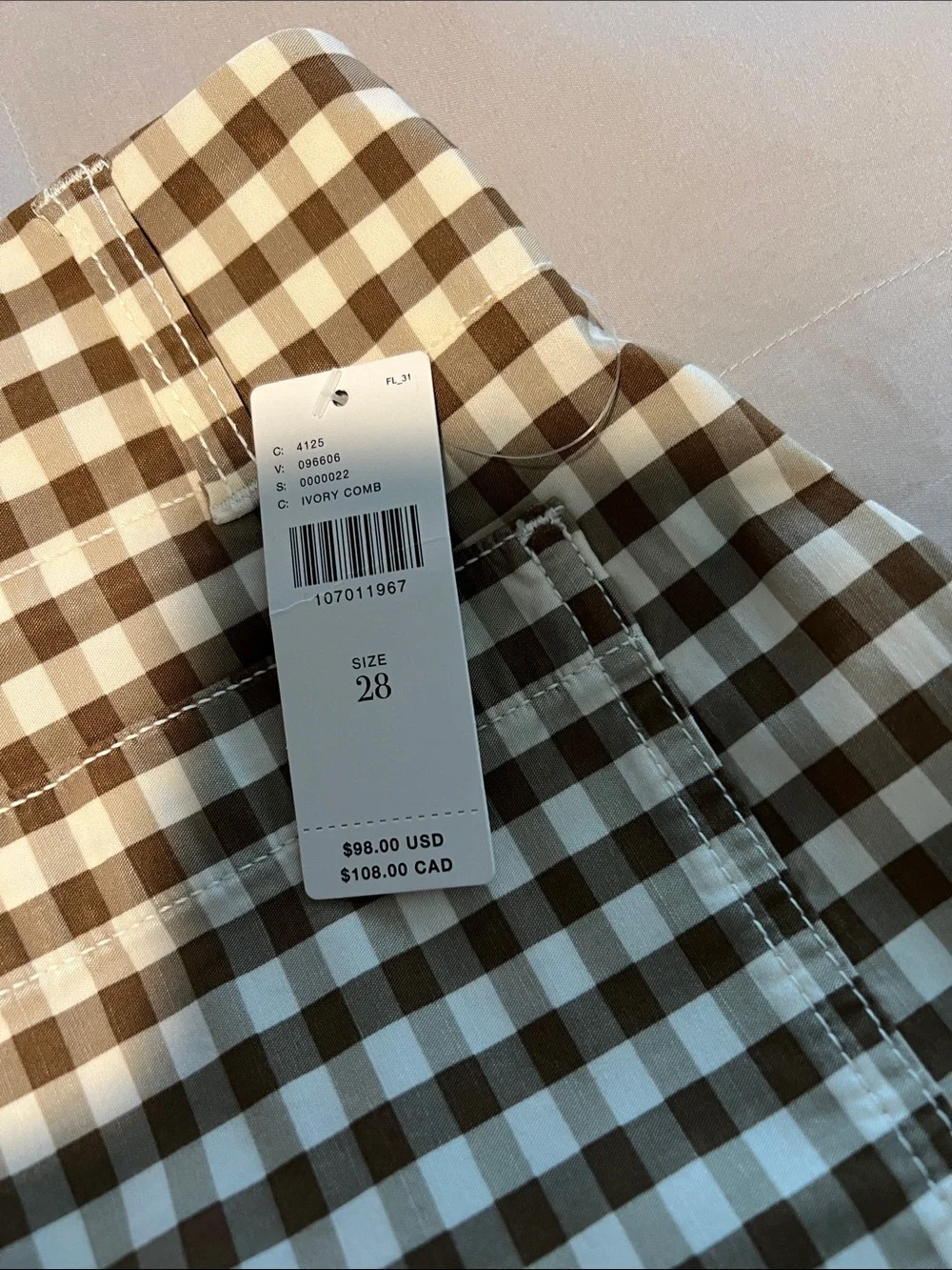 Outfit - Maeve Collette Brown Gingham High-Waist Shorts and Pilcro Ivory Top